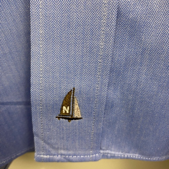 Nordstrom Men’s Blue Smartcare Organic Wrinkle Free Button Down Shirt 18 Neck - Picture 8 of 10